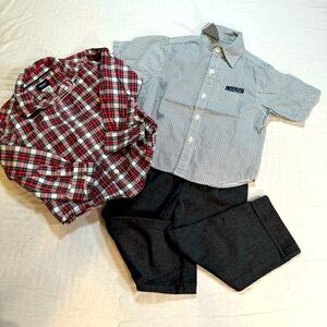 2t/24M bundle  Kenneth Cole button-down ,Carter’s long sleeve:,gray trousers